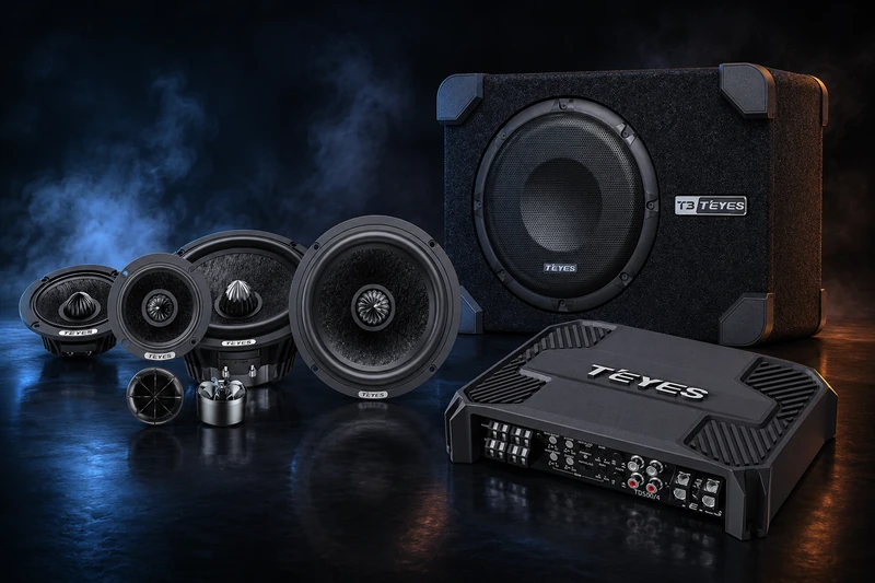 TEYES car audio speakers, subwoofer and amplifier product line